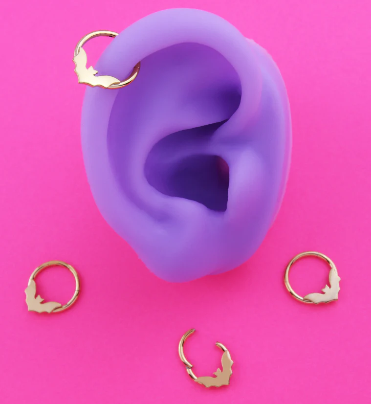 Gold PVD Flying Bat Stainless Steel Hinged Segment Ring - Mrs Treak