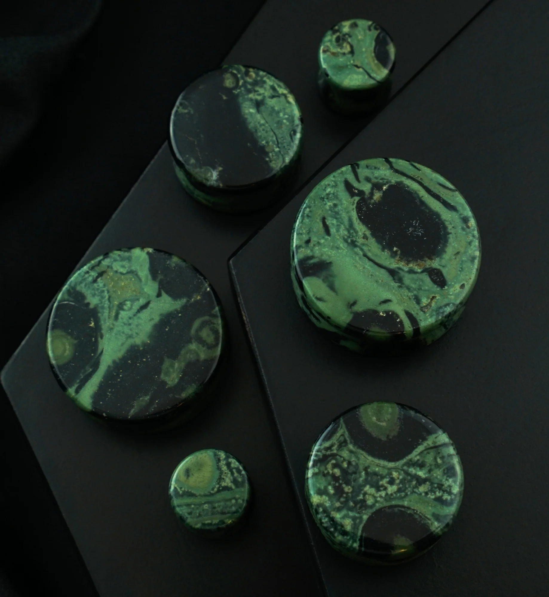 Green Eye Jasper Stone Plugs - Mrs Treak