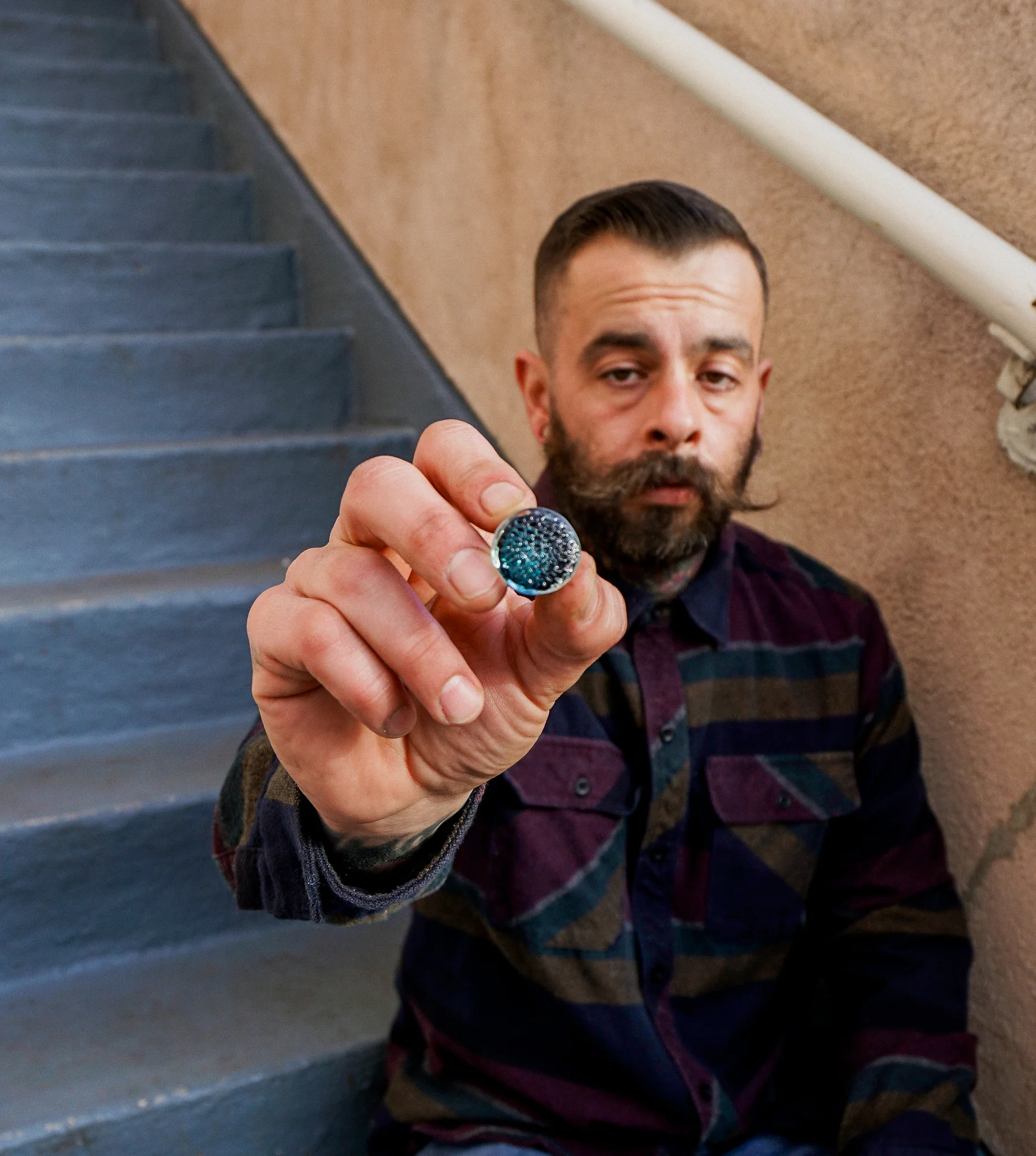 Blurple Hammered Glass Double Flare Plugs - Mrs Treak