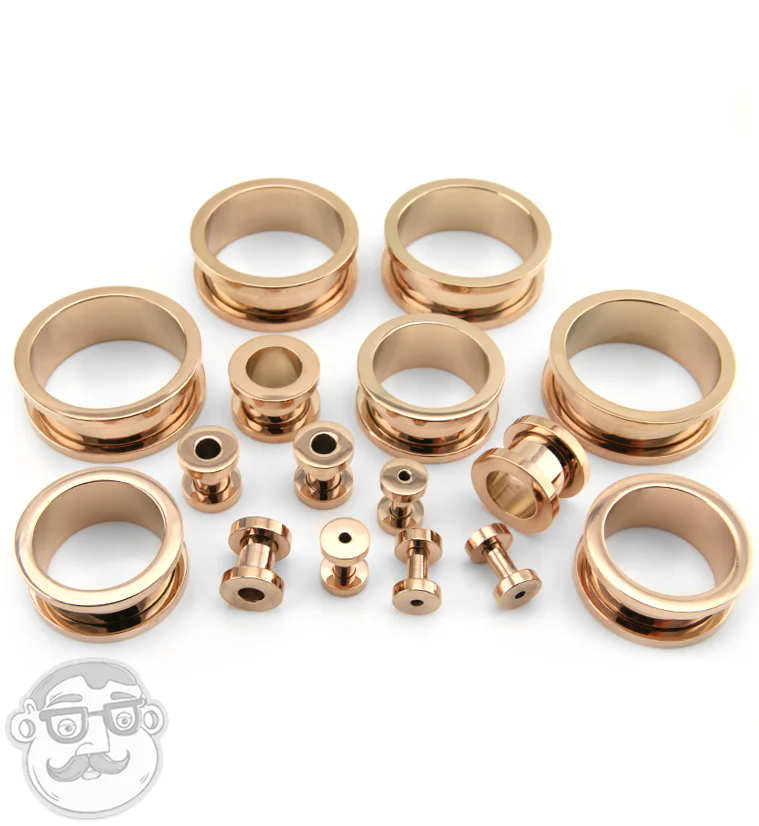 Rose Gold PVD Stainless Steel Tunnels - Mrs Treak