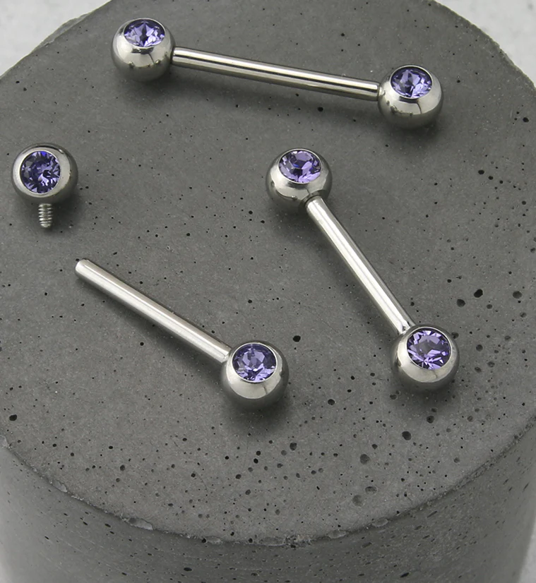 Internally Threaded Stainless Steel Tanzanite CZ Barbell - Mrs Treak