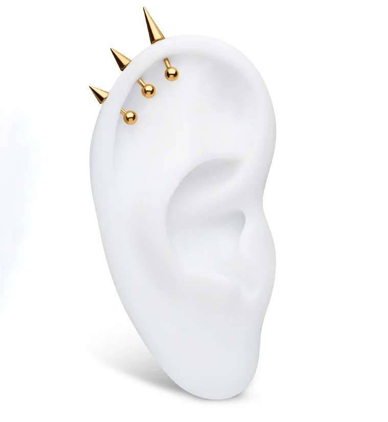 24kt Gold PVD Spike Threadless Titanium Top - Mrs Treak