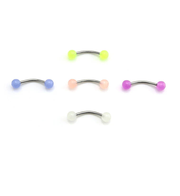 Glow In The Dark Stainless Steel Curved Barbell - Mrs Treak