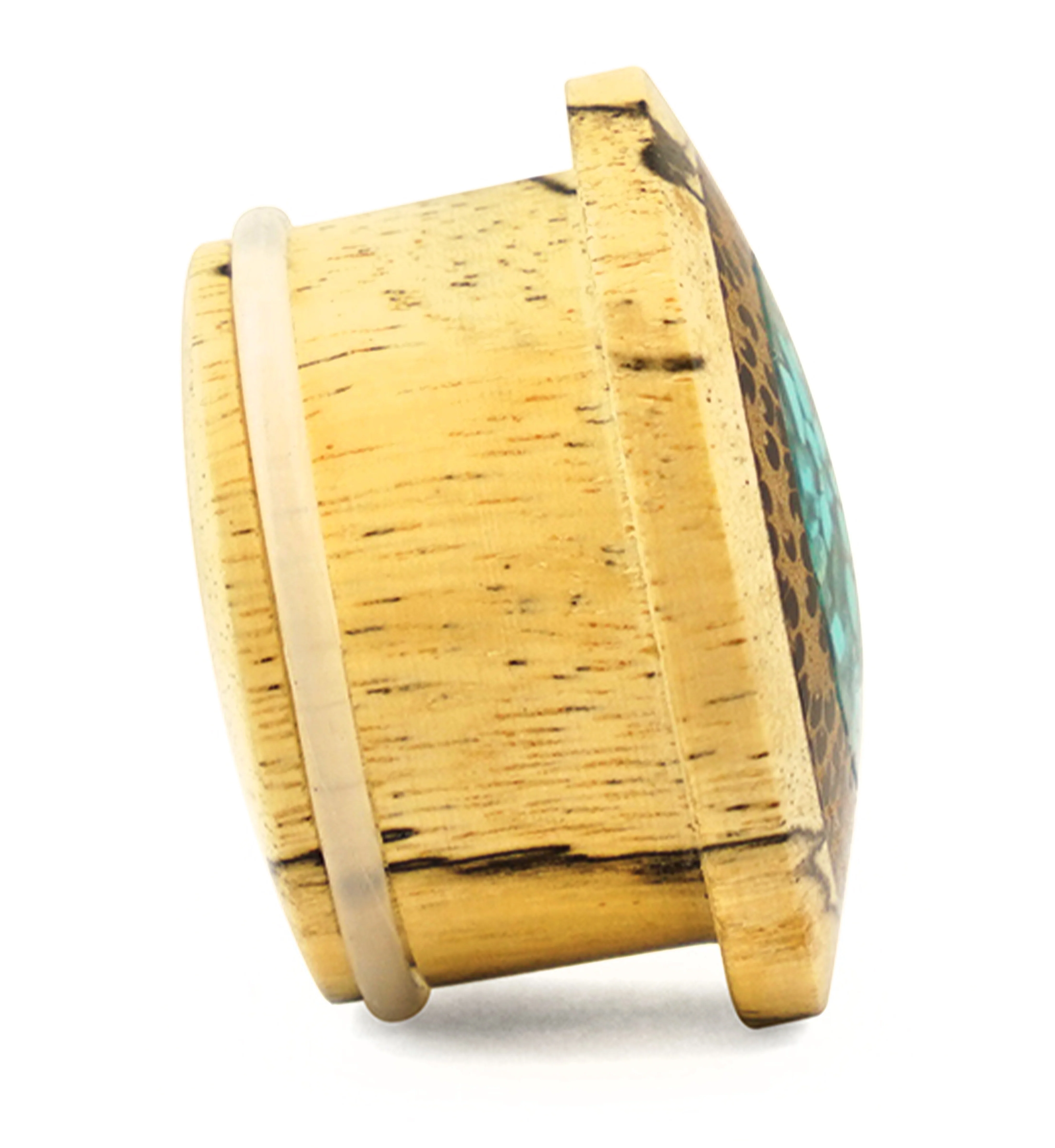 Single Flare Tamarind Wood Plugs with Coconut & Turquoise Inlay - Mrs Treak