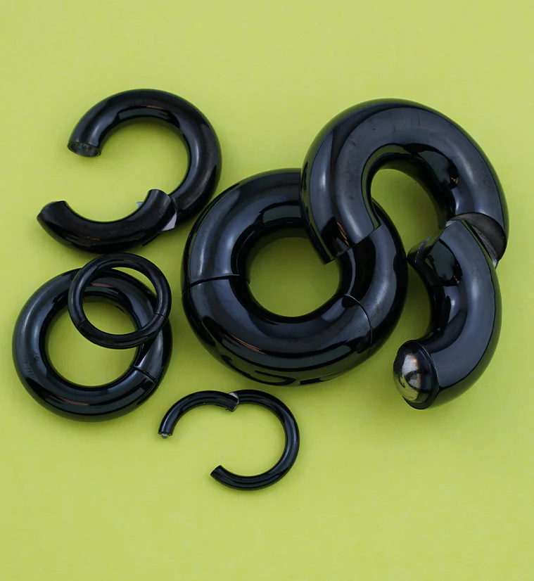 Black PVD Titanium Hinged Segment Ring - Mrs Treak