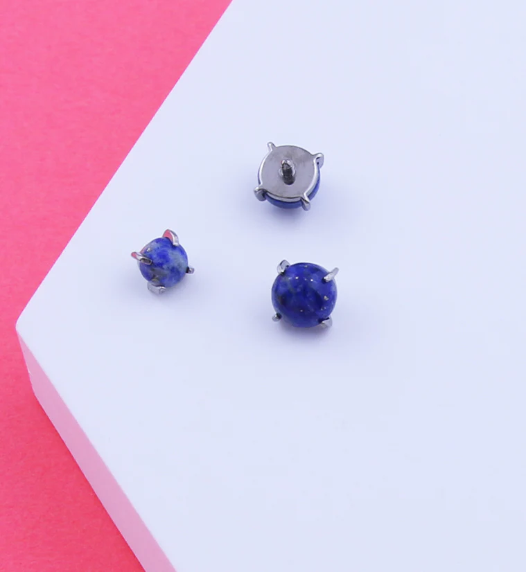 Prong Set Lazurite Stone Titanium Internally Threaded Top - Mrs Treak