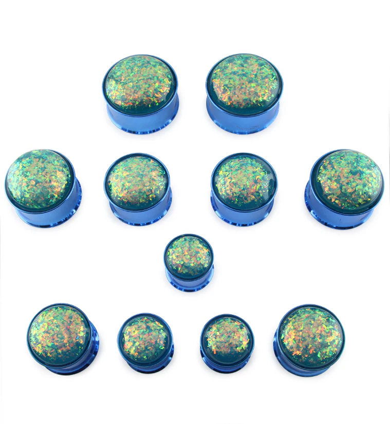 Blue Opalite Flash PVD Stainless Steel Plugs - Mrs Treak