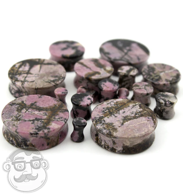 Rhodonite Stone Plugs - Mrs Treak