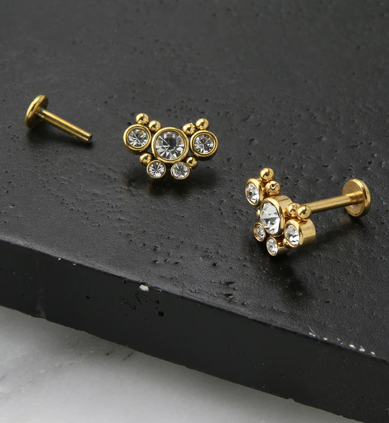 Gold PVD Passel Gem Labret Post - Mrs Treak