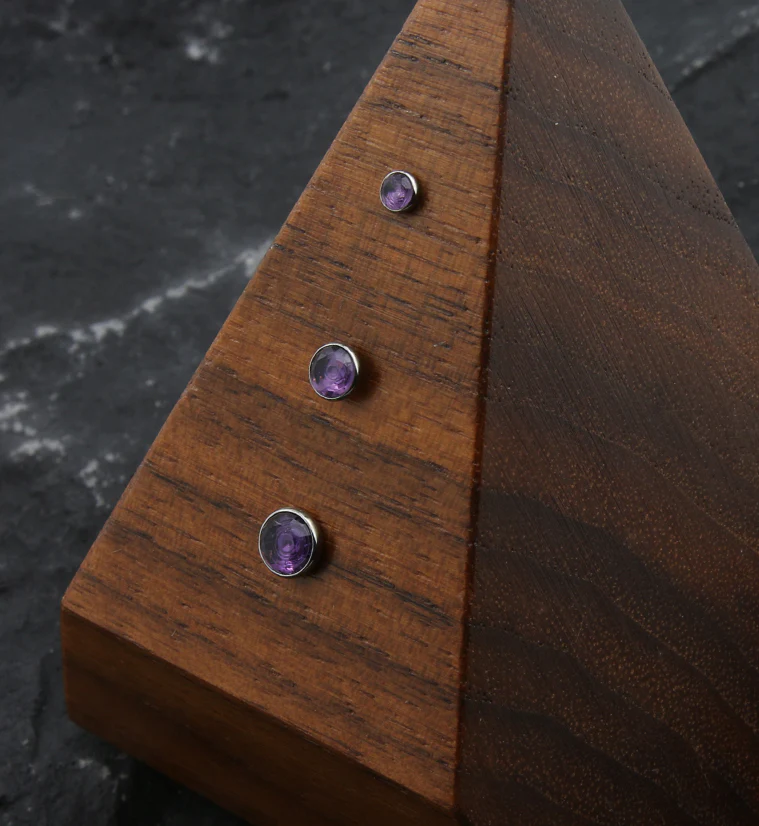 Faceted Amethyst Stone Titanium Threadless Top - Mrs Treak