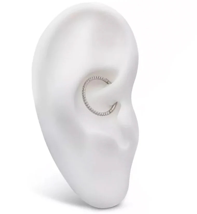 Three Sided CZ Titanium Hinged Segment Ring - Mrs Treak