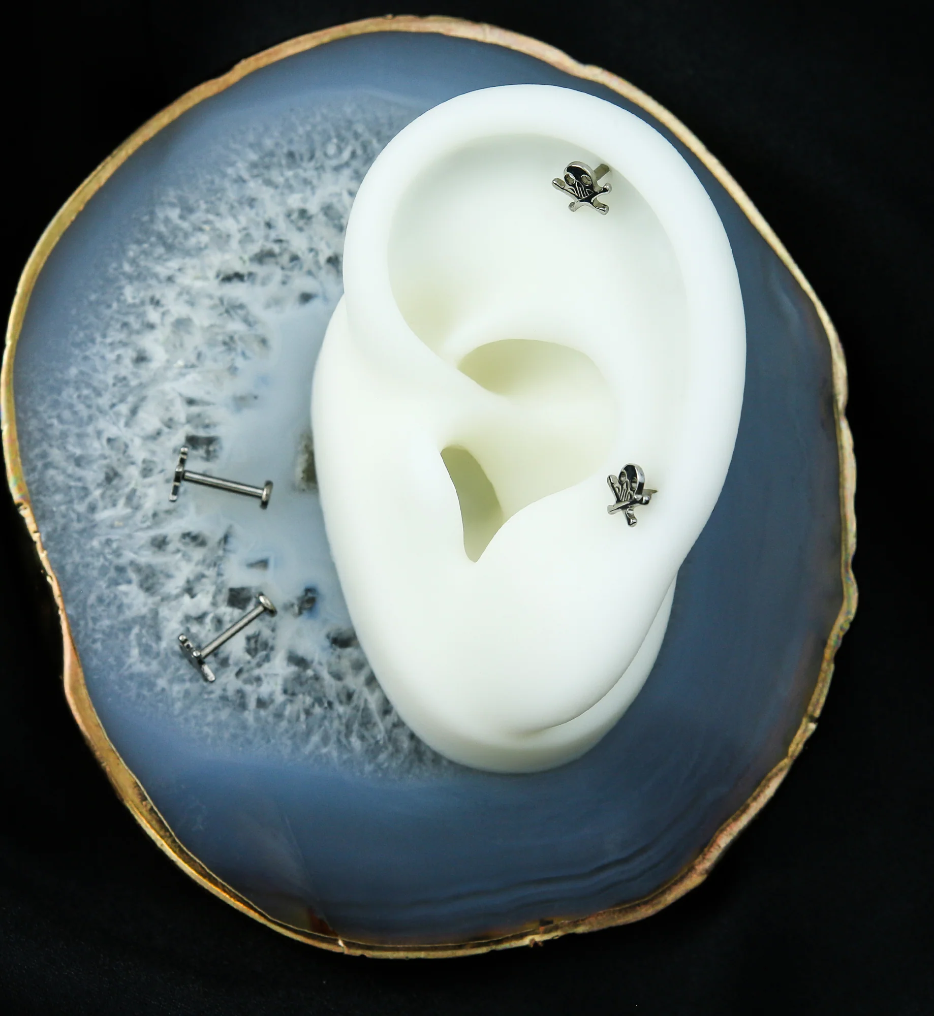 Skull And Crossbones Titanium Threadless Labret - Mrs Treak