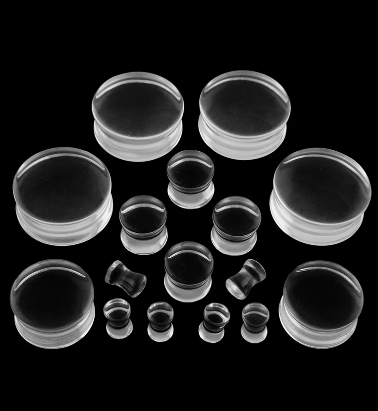 Clear Glass Double Flare Plugs - Mrs Treak