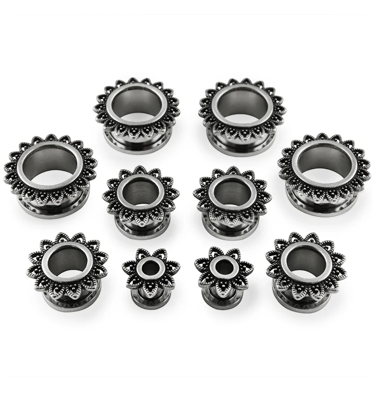 Beaded Floral Stainless Steel Tunnels - Mrs Treak