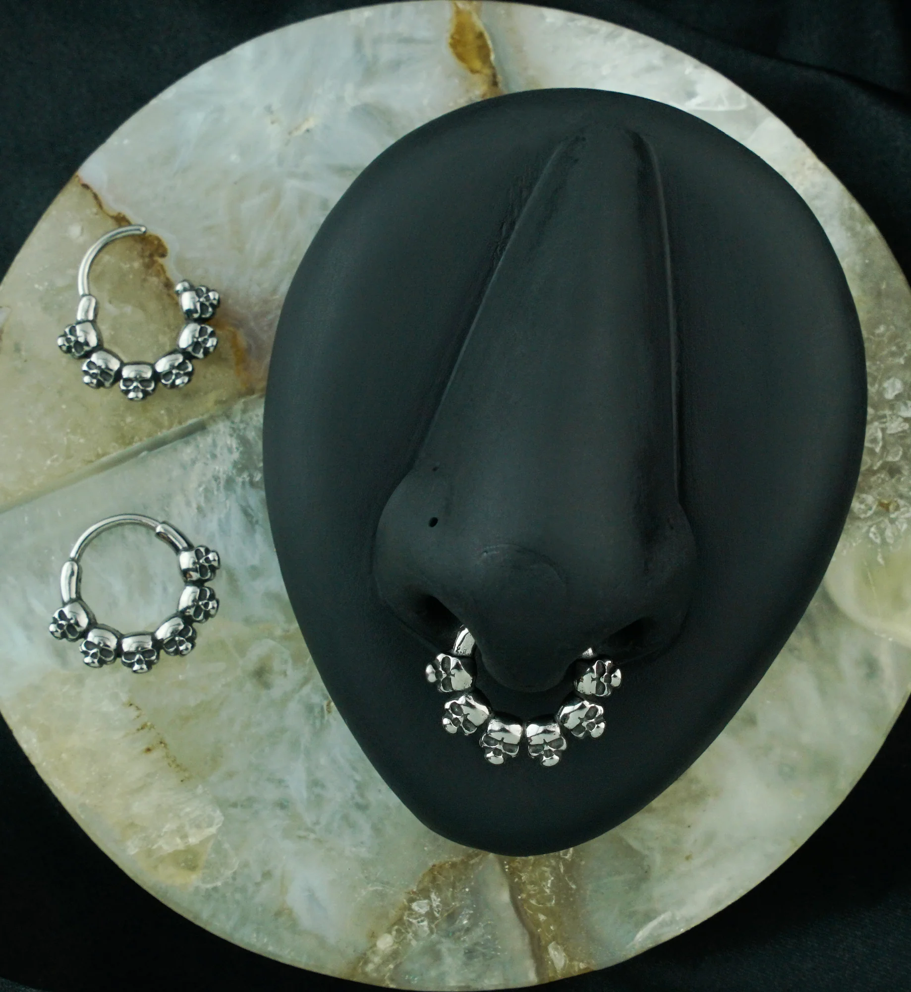 Ring Of Skulls Stainless Steel Hinged Segment Ring - Mrs Treak