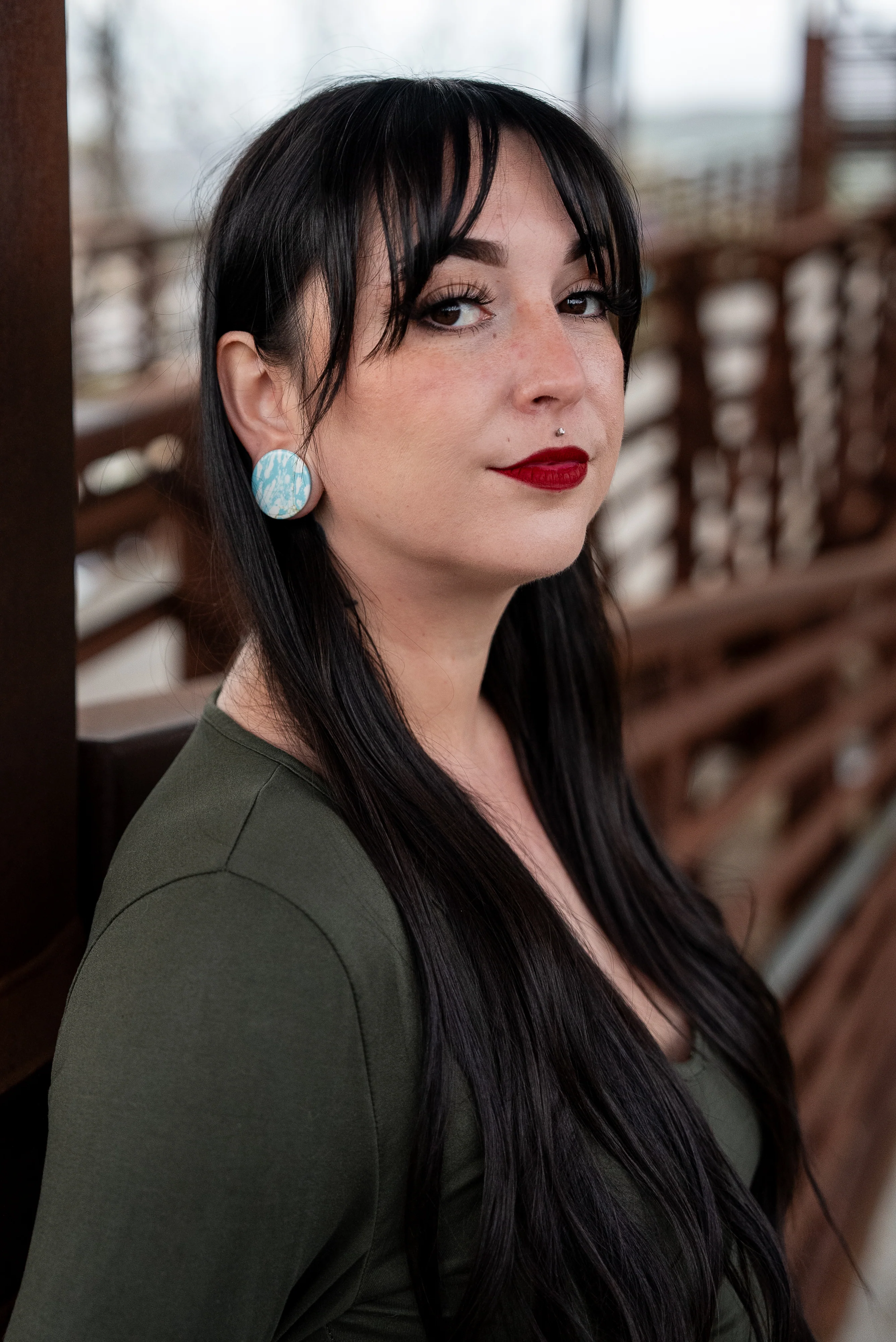 Ocean Howlite Stone Mayan Flare Plugs - Mrs Treak