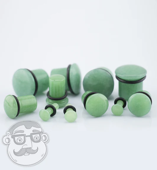 Synthetic Green Jade Stone Plugs - Single Flare - Mrs Treak