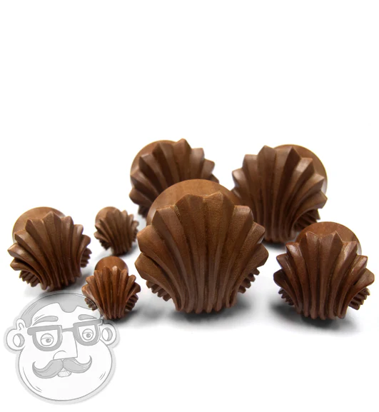Carved Sea Shell Wood Plugs - Mrs Treak