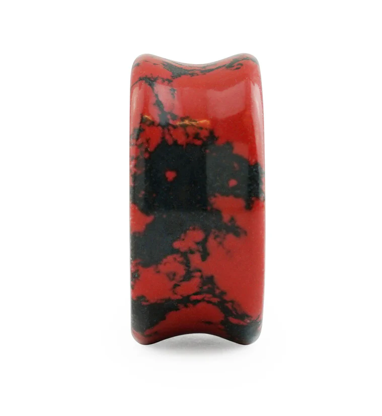 Red And Black Howlite Stone Plugs - Mrs Treak