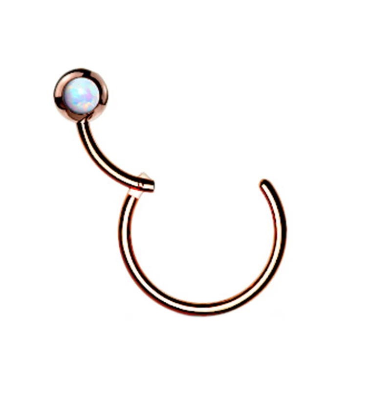 Rose Gold PVD Opalite Hinged Segment Hoop Ring - Mrs Treak