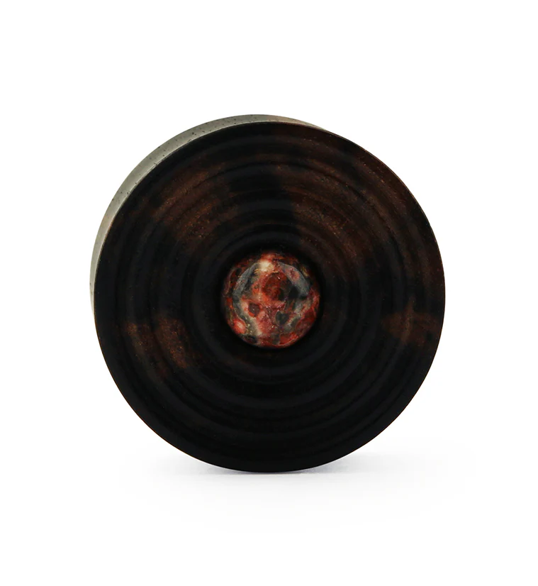 Ecliptic Areng Wood Plugs With Leopard Jasper Stone Inlay - Mrs Treak