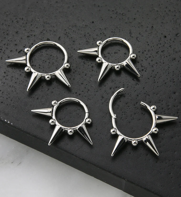 Spike Stainless Steel Hinged Segment Ring - Mrs Treak