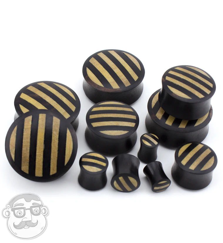 Areng Wooden Plugs With Striped Inlay - Mrs Treak
