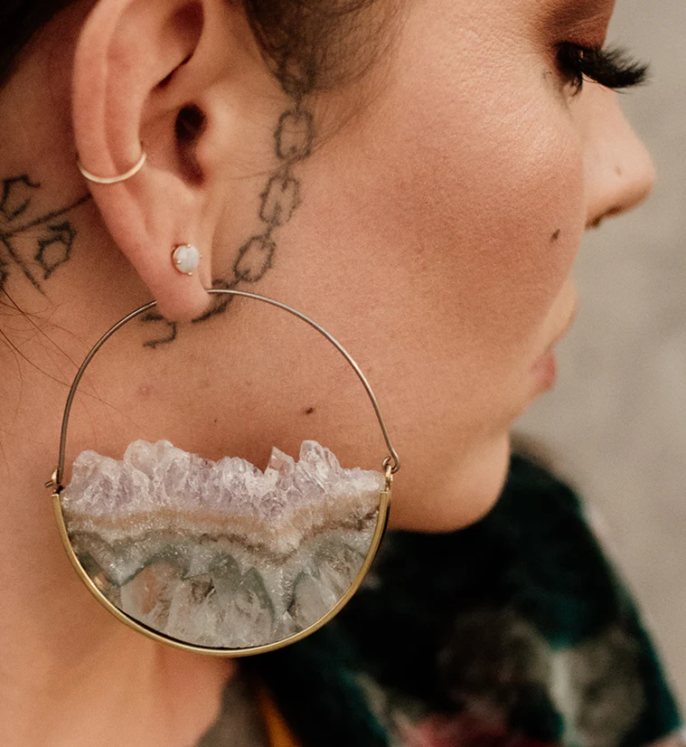 Fascicle Titanium & Amethyst Earrings - Mrs Treak