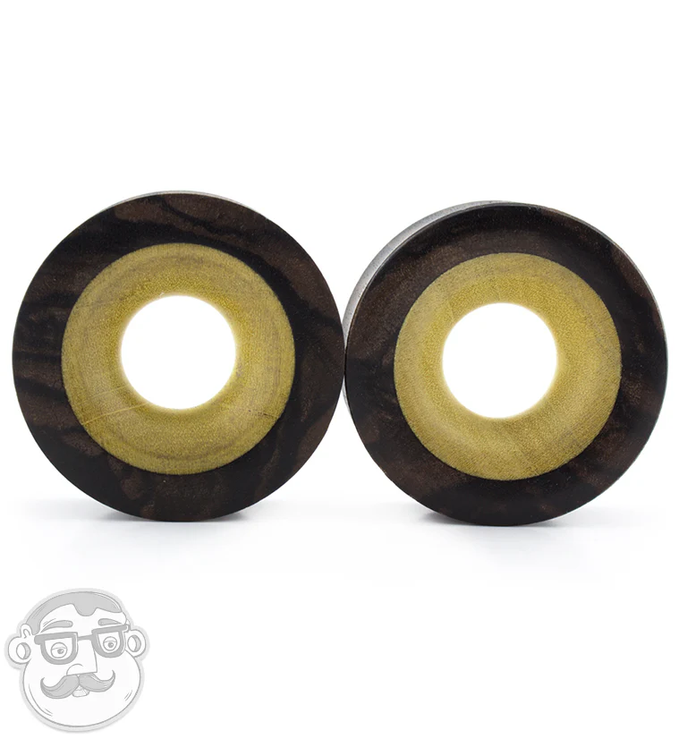 Concave Areng Wood Tunnels With Crocodile Wood Inlay - Mrs Treak