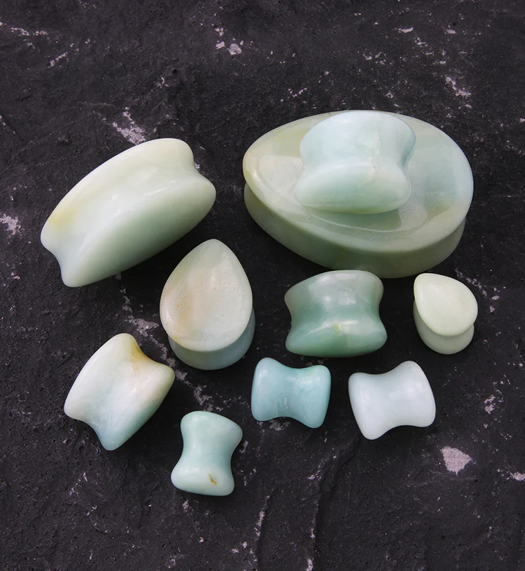 Amazonite Stone Teardrop Plugs - Mrs Treak