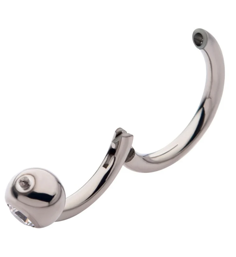 Titanium Side Facing CZ Bead Hinged Segment Captive Ring - Mrs Treak