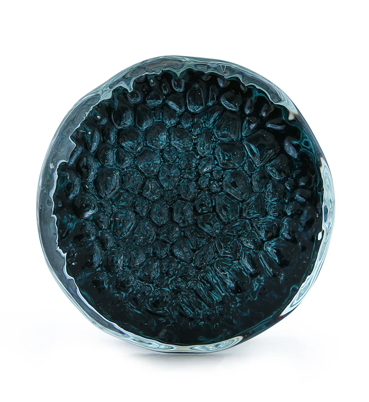 Teal Hammered Glass Double Flare Plugs - Mrs Treak