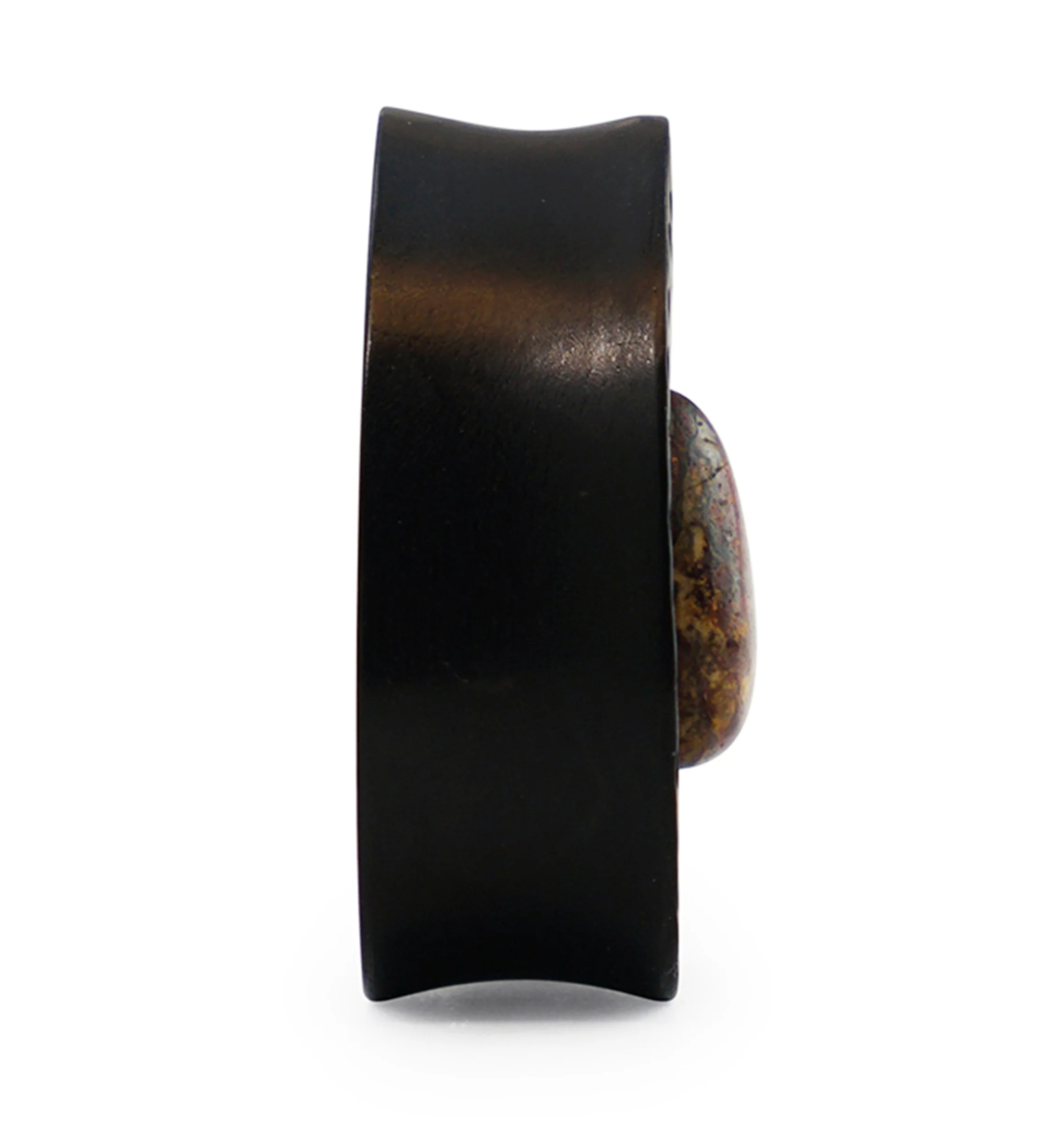 Hammered Areng Wood Teardrop Plugs with Teardrop Pietersite Stone Inlay - Mrs Treak