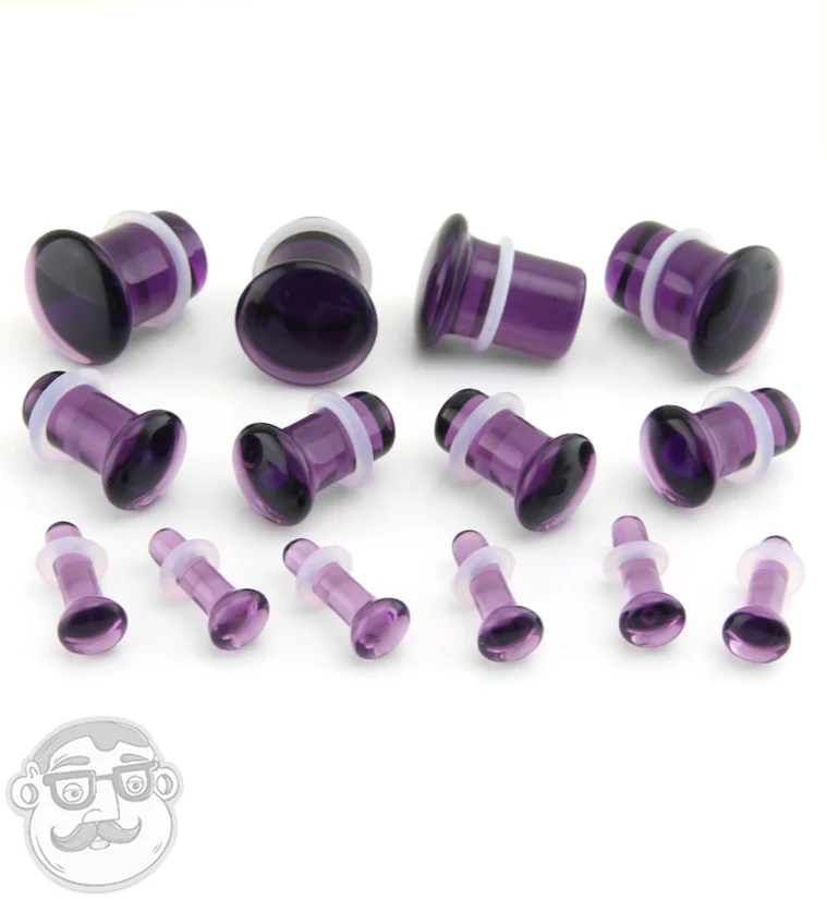 Purple Glass Plugs - Single Flare - Mrs Treak