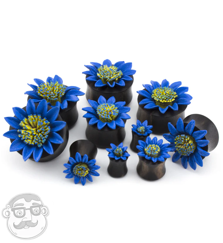 Blue Sunflower Sono Wood Plugs - Mrs Treak