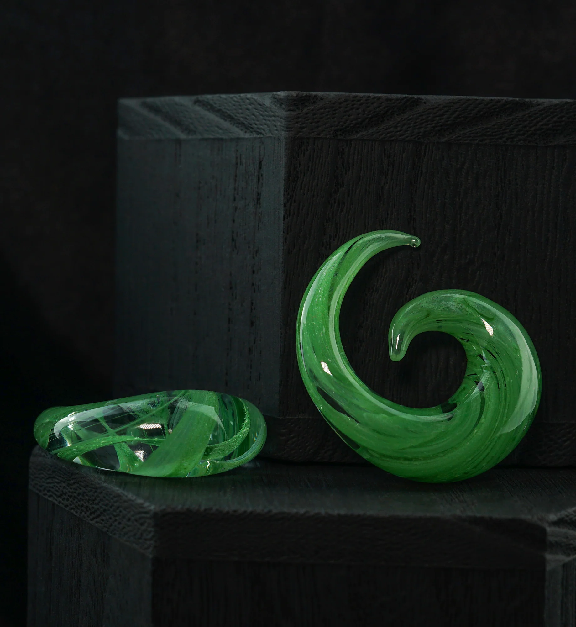 Green Swirl Glass Spirals - Mrs Treak