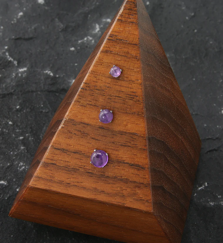 Prong Amethyst Stone Titanium Threadless Top - Mrs Treak