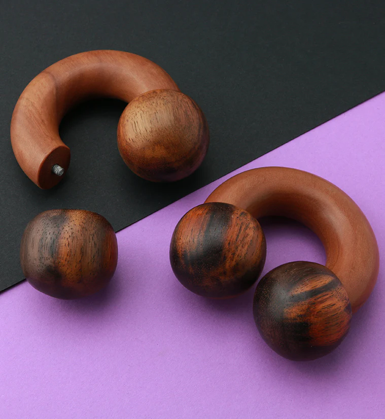 Wooden Circular Barbell Hoop Plugs - Mrs Treak