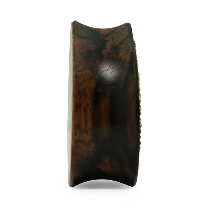 Doily Brass Inlay Areng Wood Teardrop Plugs - Mrs Treak