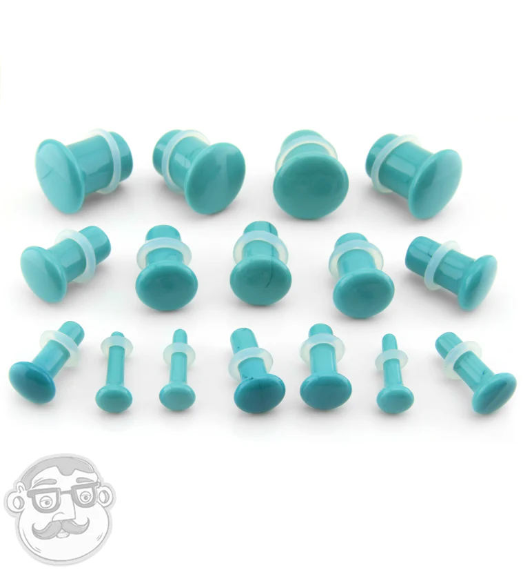Island Blue Single Flare Glass Plugs - Mrs Treak