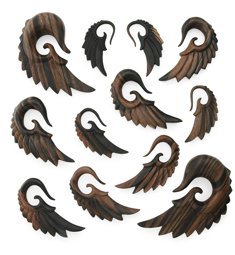 Areng Wood Angel Wing Hanger Plugs - Mrs Treak