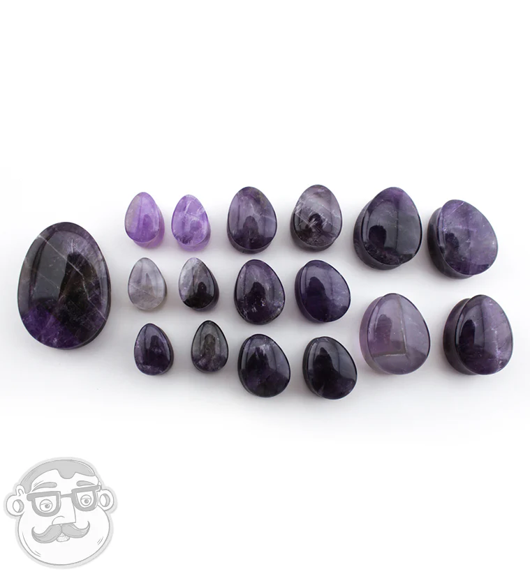 Amethyst Stone Teardrop Plugs - Mrs Treak