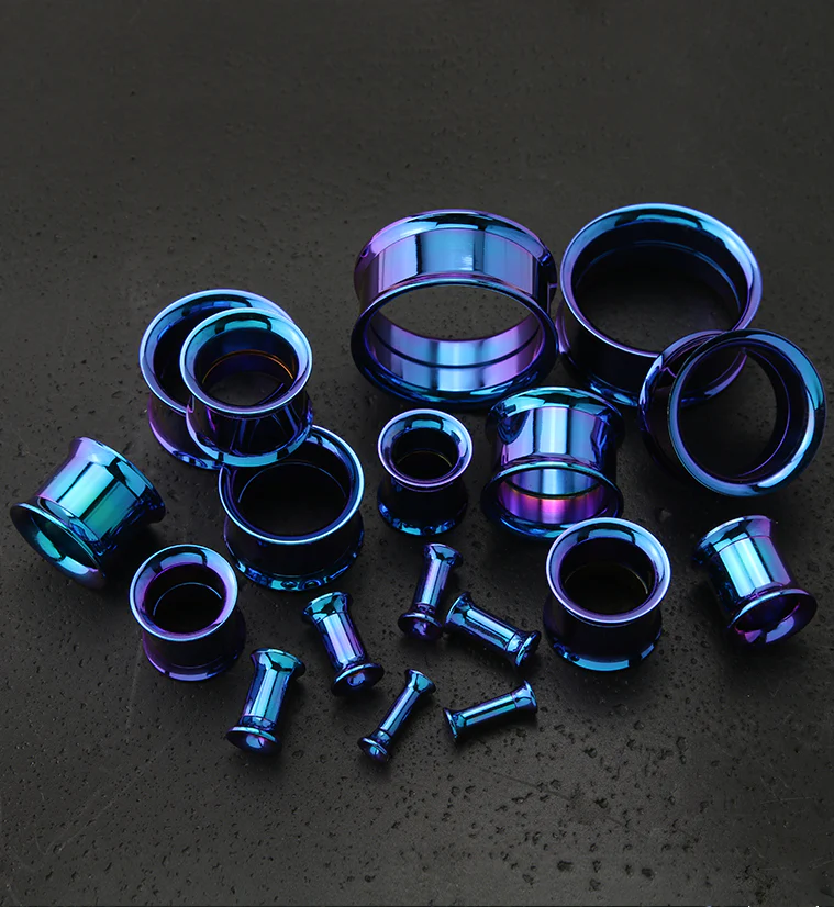 Blurple Anodized Stainless Steel Internally Threaded Tunnel Plugs - Mrs Treak
