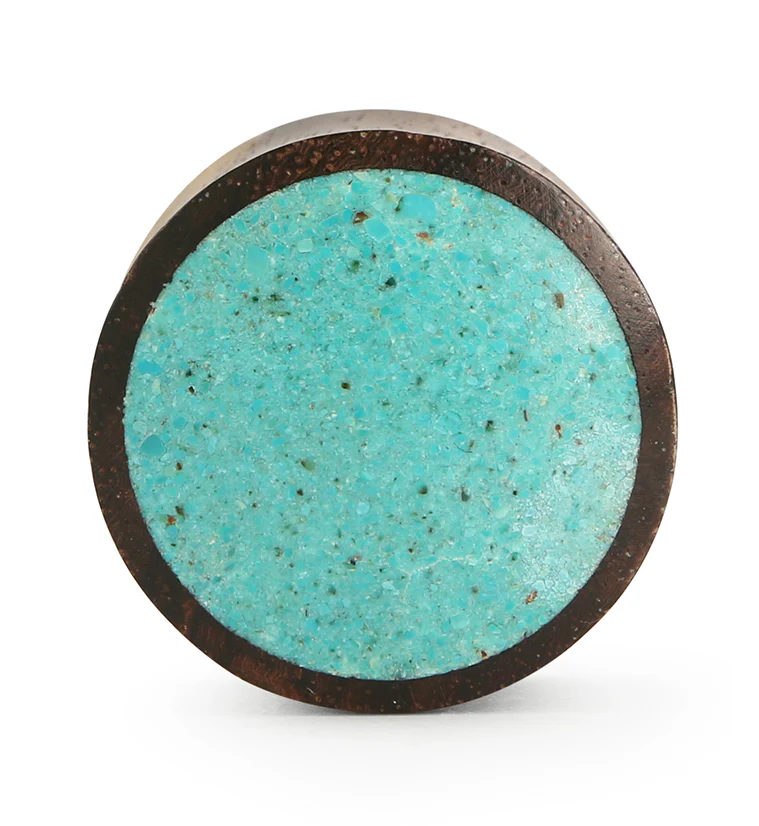 Areng Wood Plugs With Turquoise Stone Inlay - Mrs Treak