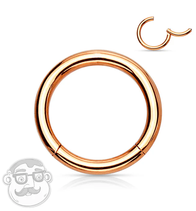 Rose Gold PVD Hinged Stainless Steel Segment Hoop Ring - Mrs Treak