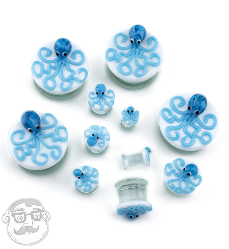 Blue Octopus Glass Plugs - Mrs Treak