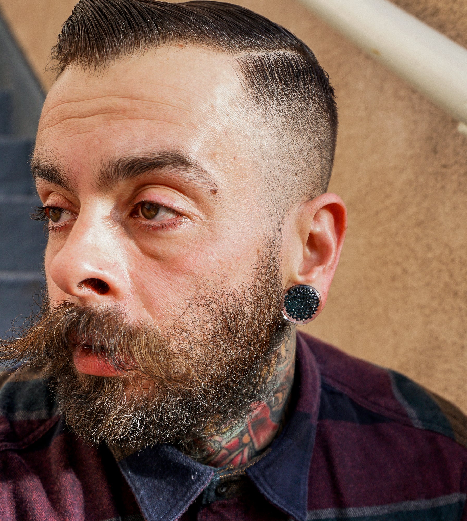 Blurple Hammered Glass Double Flare Plugs - Mrs Treak