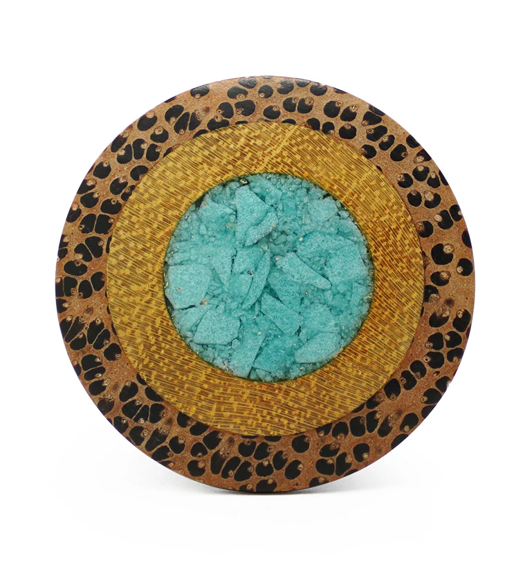 Single Flare Coconut Wood Plugs with Jackfruit & Turquoise Inlay - Mrs Treak