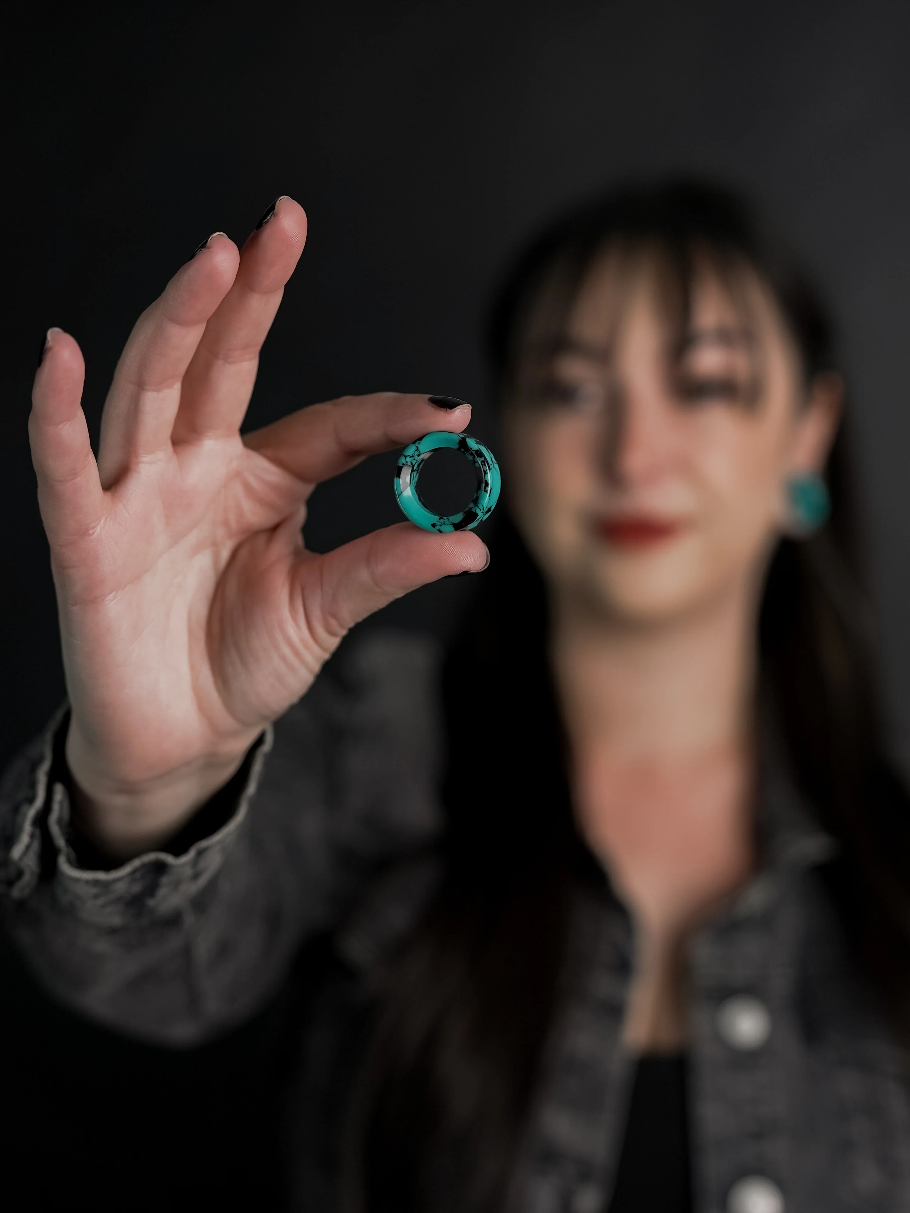 Black & Teal Howlite Stone Tunnels - Mrs Treak
