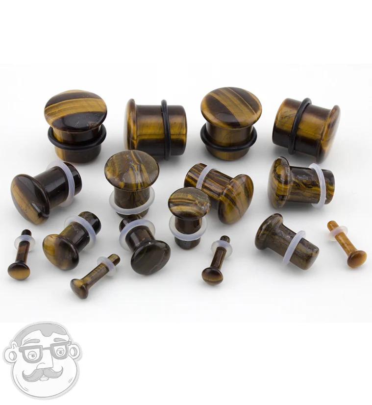 Tiger Eye Stone Plugs - Single Flare - Mrs Treak